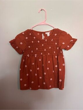 5 for $20! Cat & Jack Rust Floral Smocked Short Sleeve top
